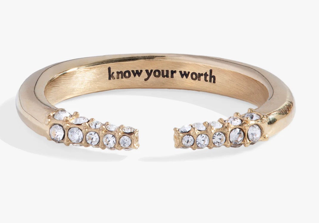 “Know Your Worth” Open Tusk Ring