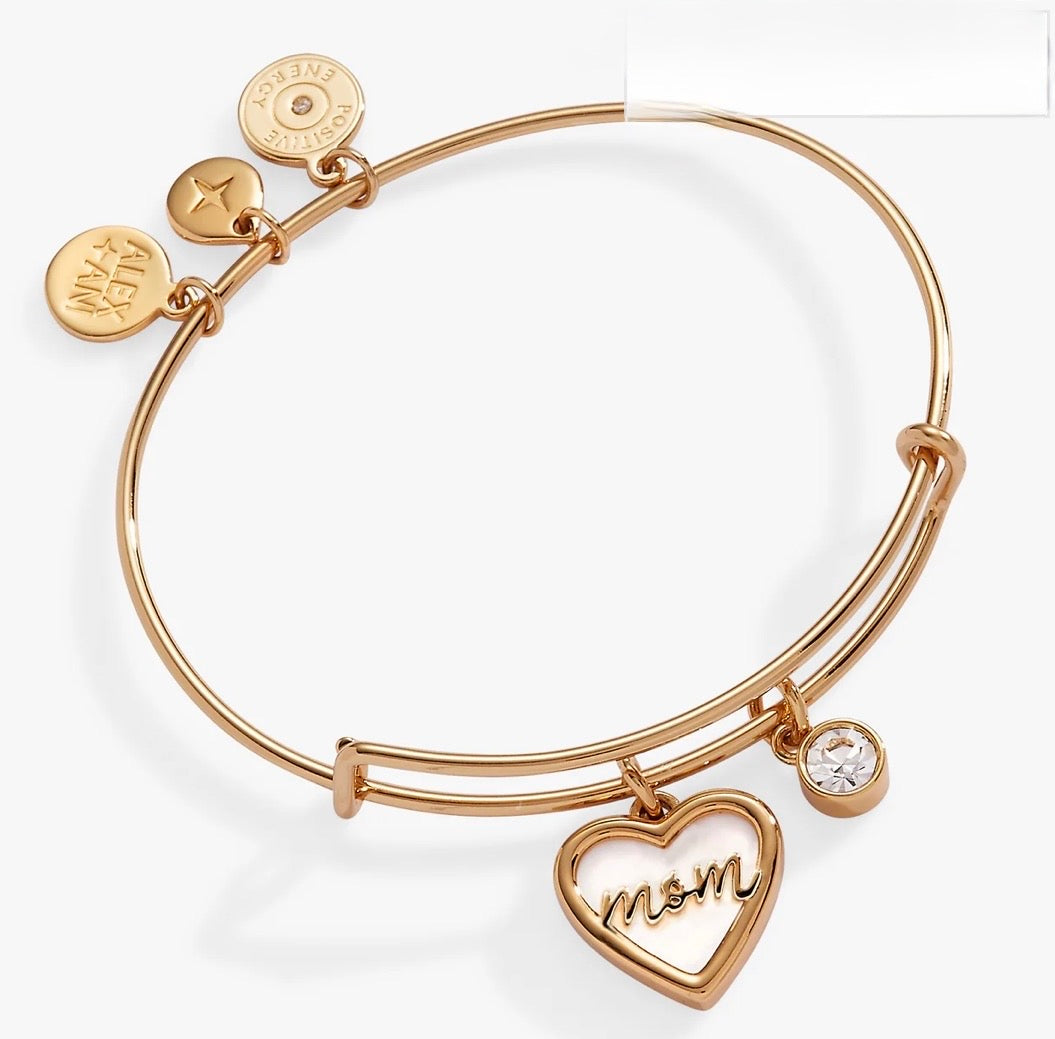 Mom Mother of Pearl Bangle in Gold